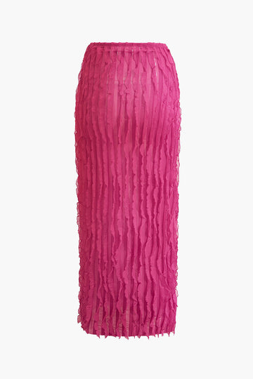 Ruffled Tie Waist Maxi Skirt