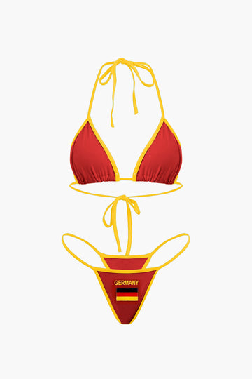 JAMAICA Embroidered Contrast Bikini Set