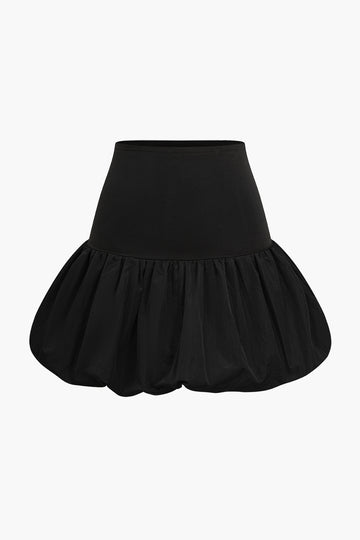 Patchwork Puff Mini Skirt