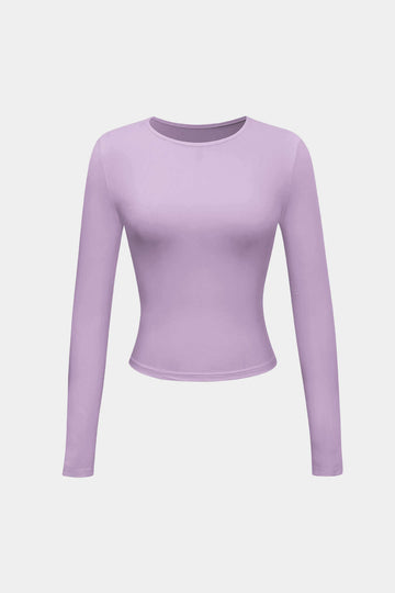 Basic Solid Round Neck Long Sleeve Top