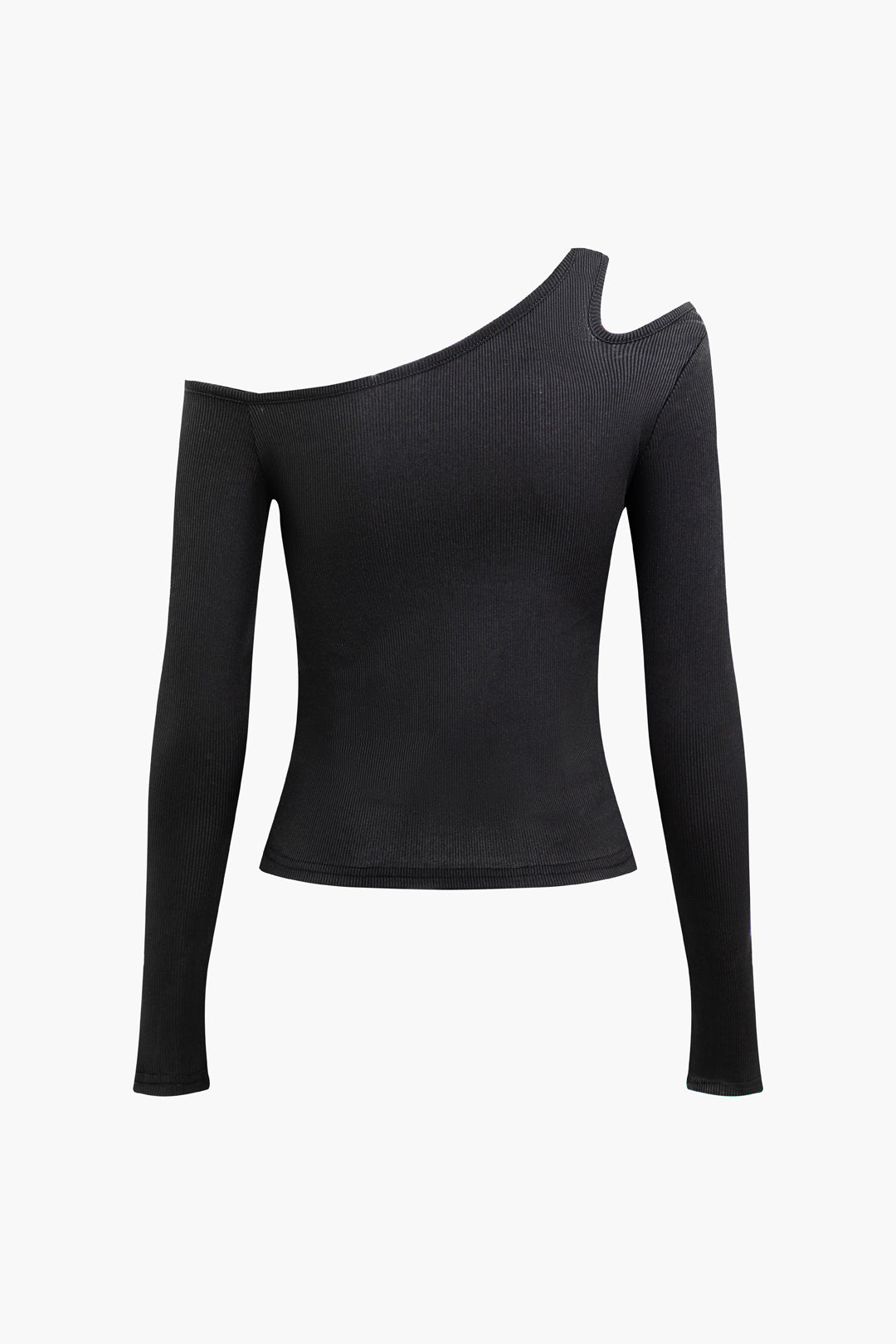 Solid Asymmetrical Cut Out Long Sleeve Top