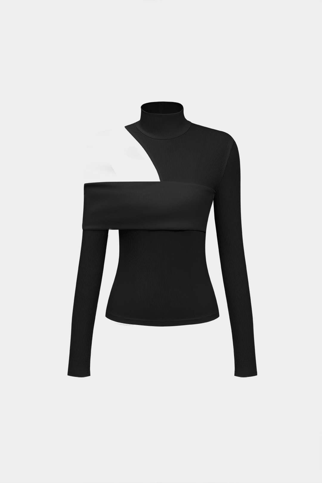 Solid Asymmetrical Long-Sleeve Top