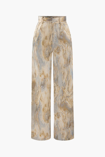 Marble Print Full-length Pants