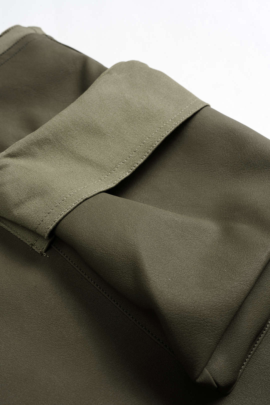 Faux Leather Contrast Pocket Skirt