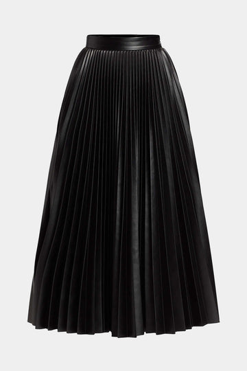 Faux Leather Pleated Skirt