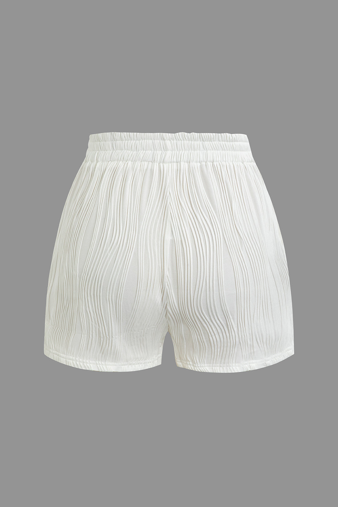 Textured Sleeveless Crop Top And Drawstring Shorts Set