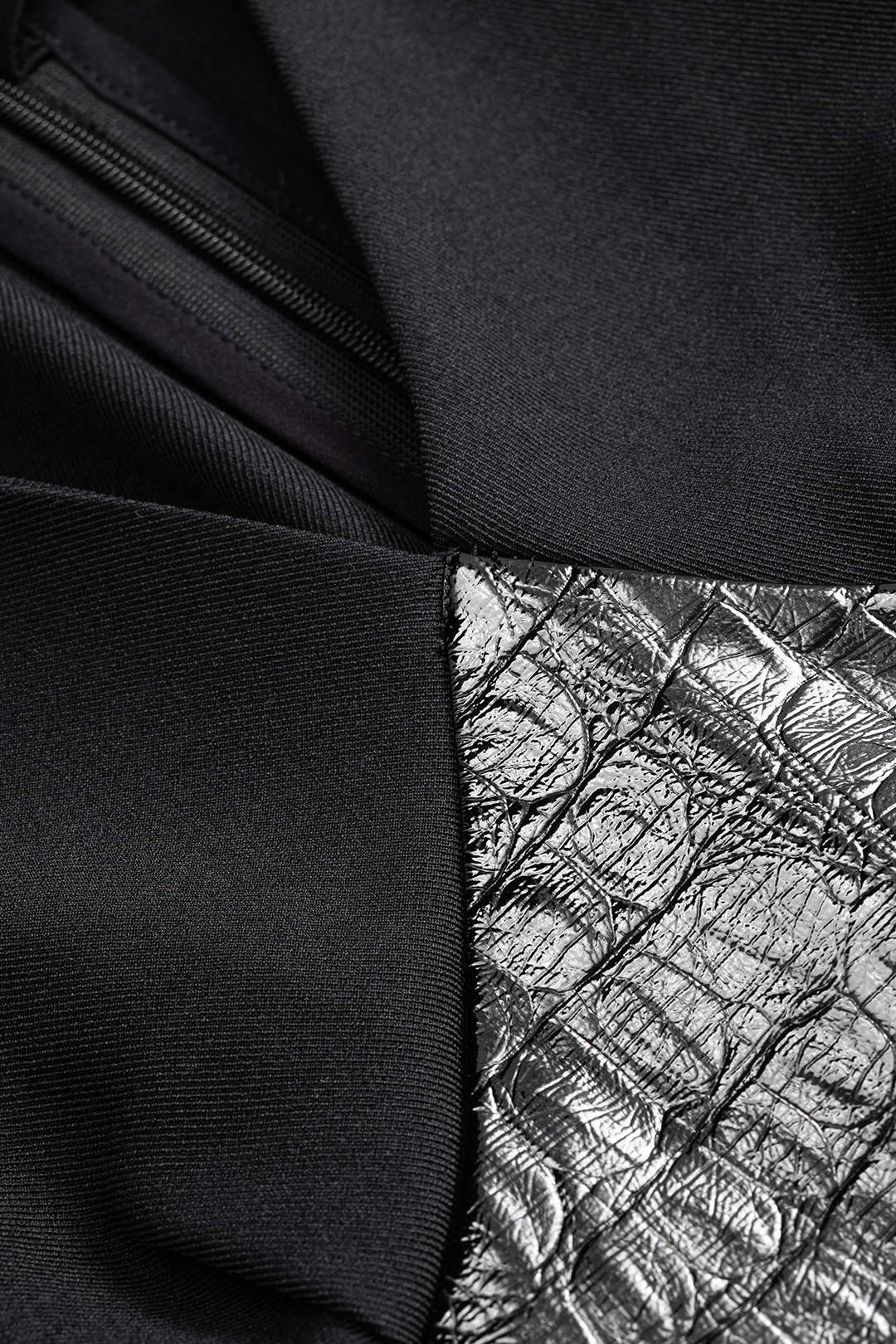 Crocodile Print Faux Leather Patchwork Long Sleeve Maxi Dress