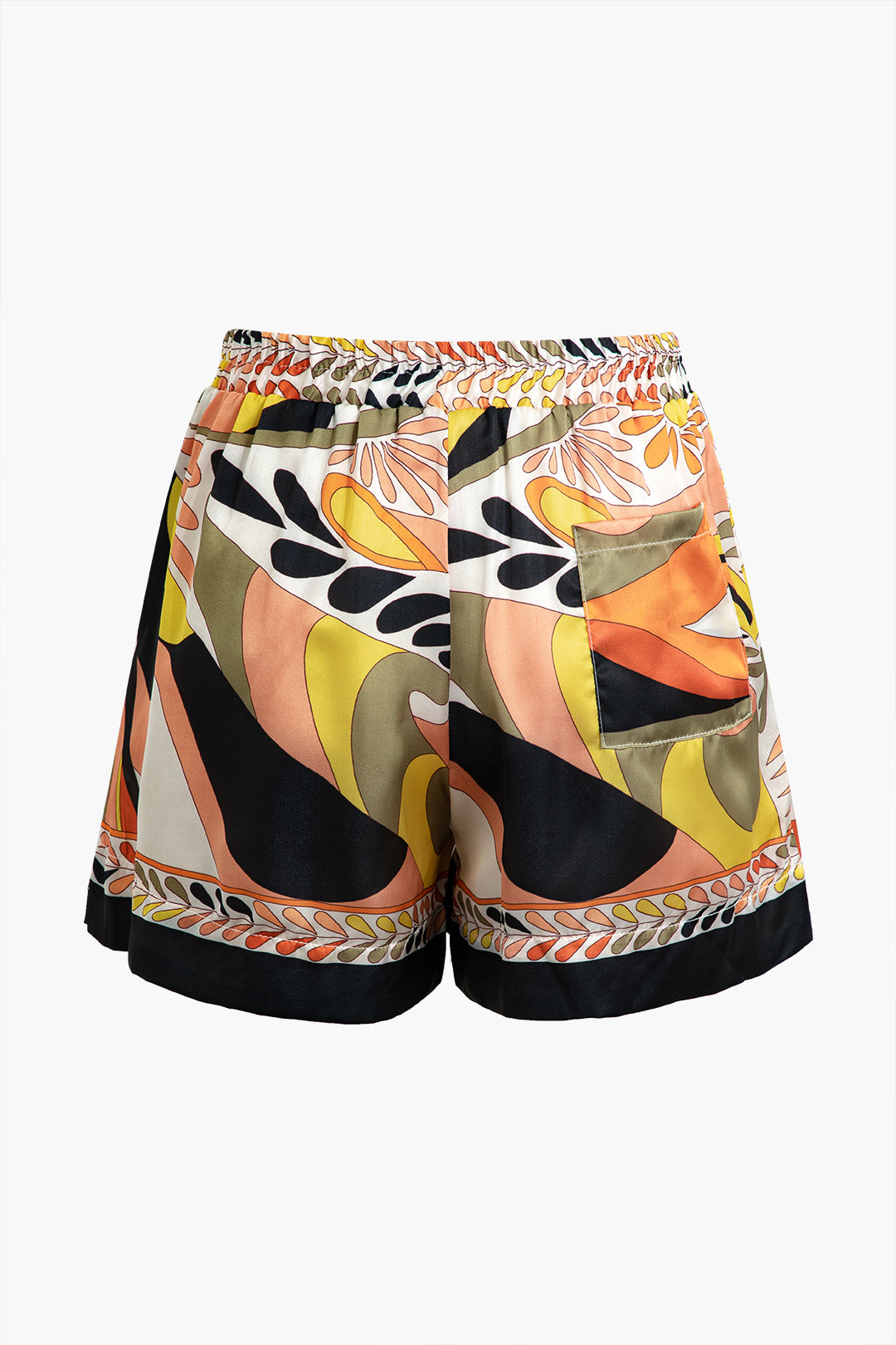 Abstract Print Elastic Waist Shorts