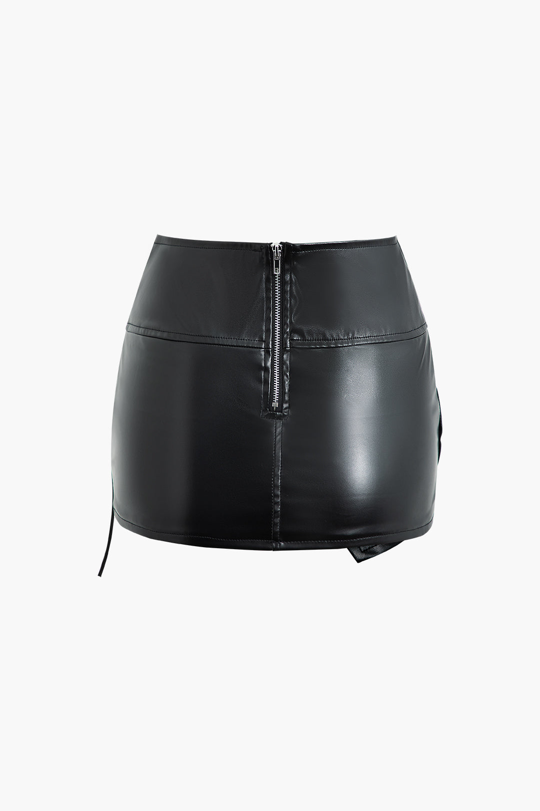 Zipper Pocket Faux Leather Mini Skirt