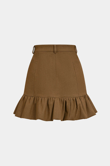 Denim High Waist Ruched Hem Skirt