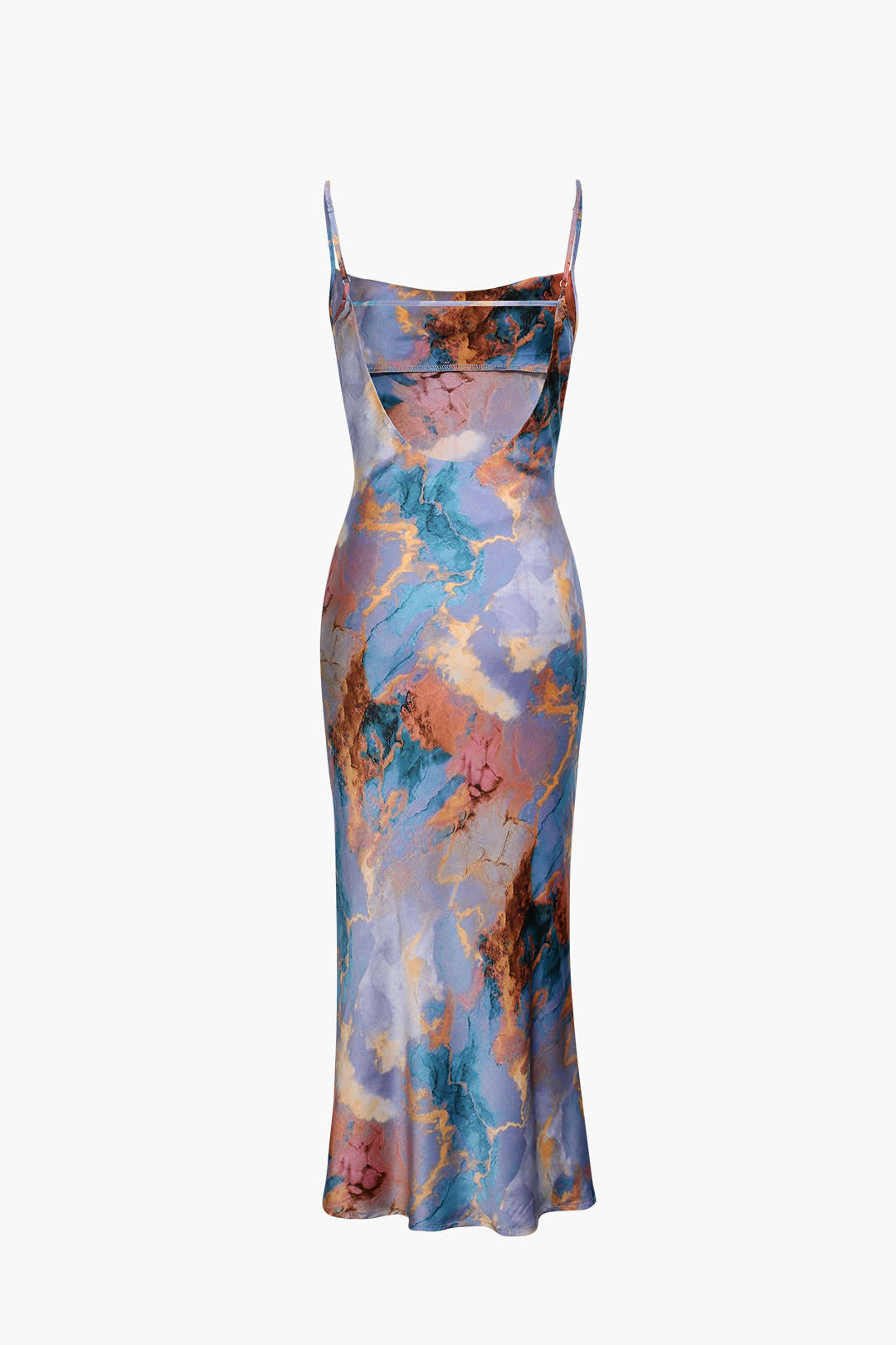 Abstract Print Backless Midi Slip Dress