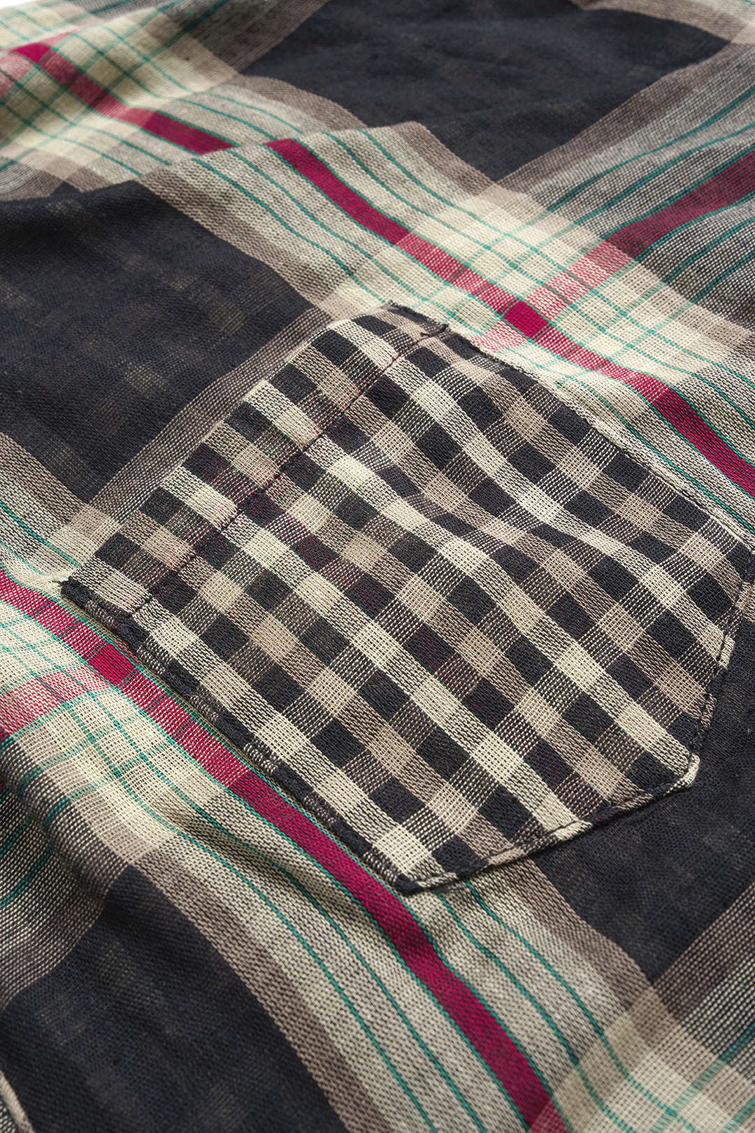 Plaid Print Button Long-Sleeve Shirt And Mini Skirt Set