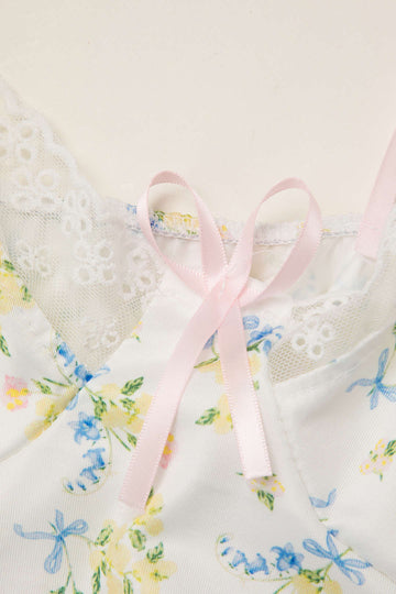 Floral Print Tie Strap Cami Top