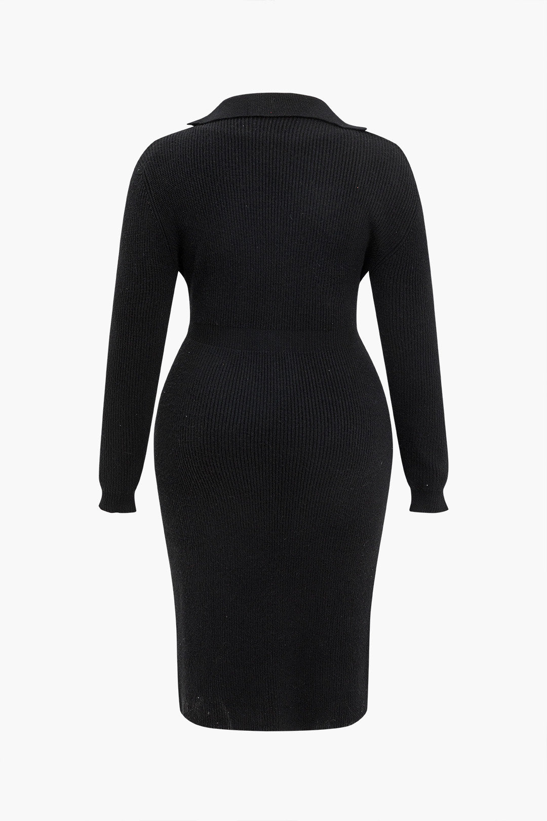 Plus Size Solid Sweater Crossed Button Dress