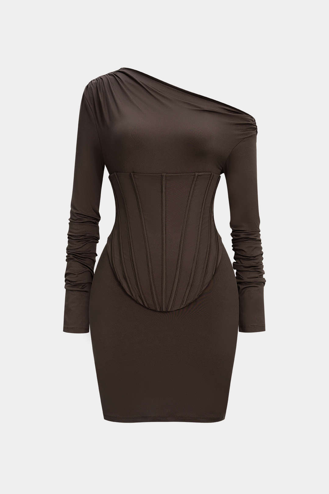 Off Shoulder Corset Long-Sleeve Mini Dress