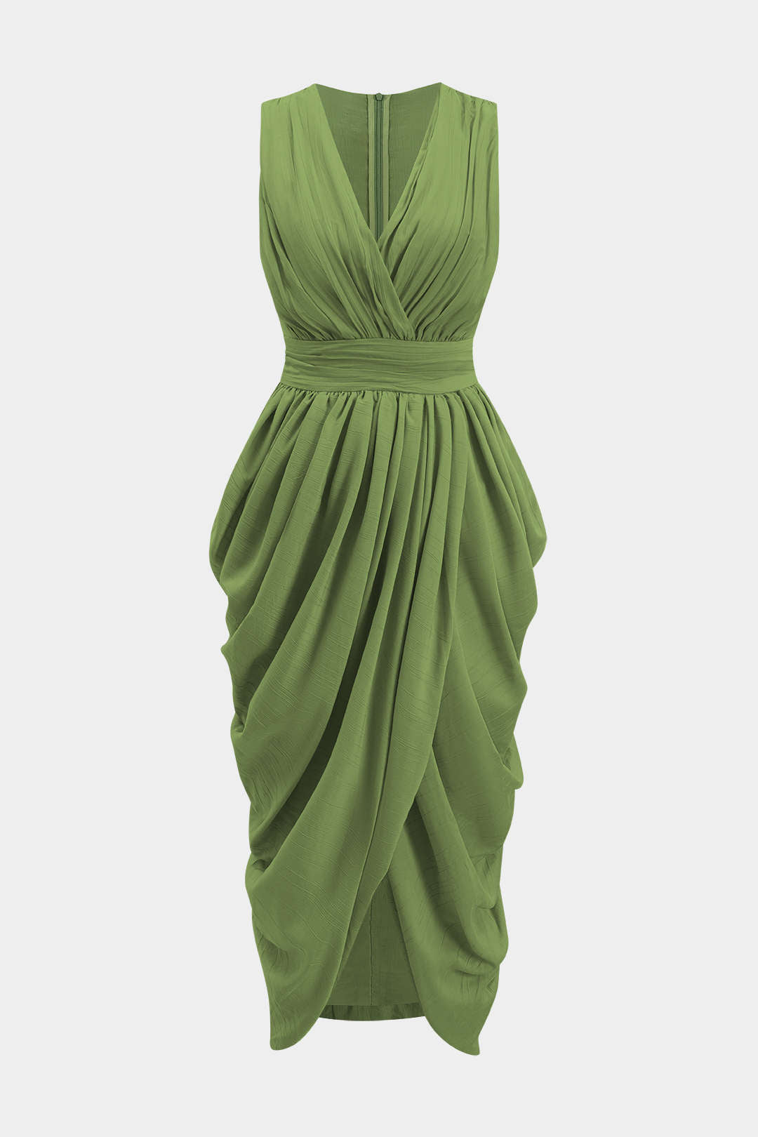 Ruched V-Neck Sleeveless Maxi Dress