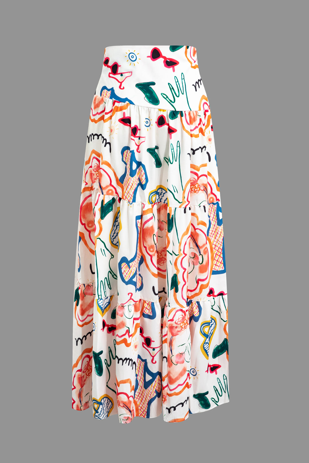 Abstract Print Crop Top And Skirt Set