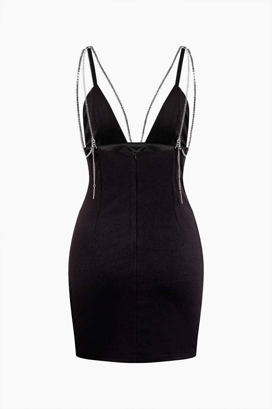 Rhinestone Detail V-neck Slip Mini Dress