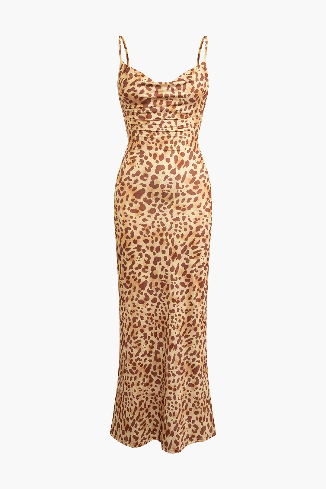 Leopard Print Backless Slip Midi Dress
