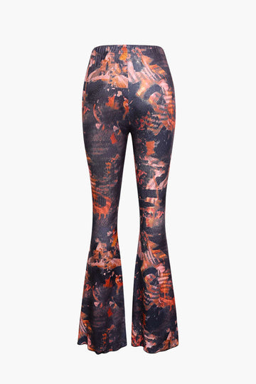 Artistic Printed High Waisted Flared Pants