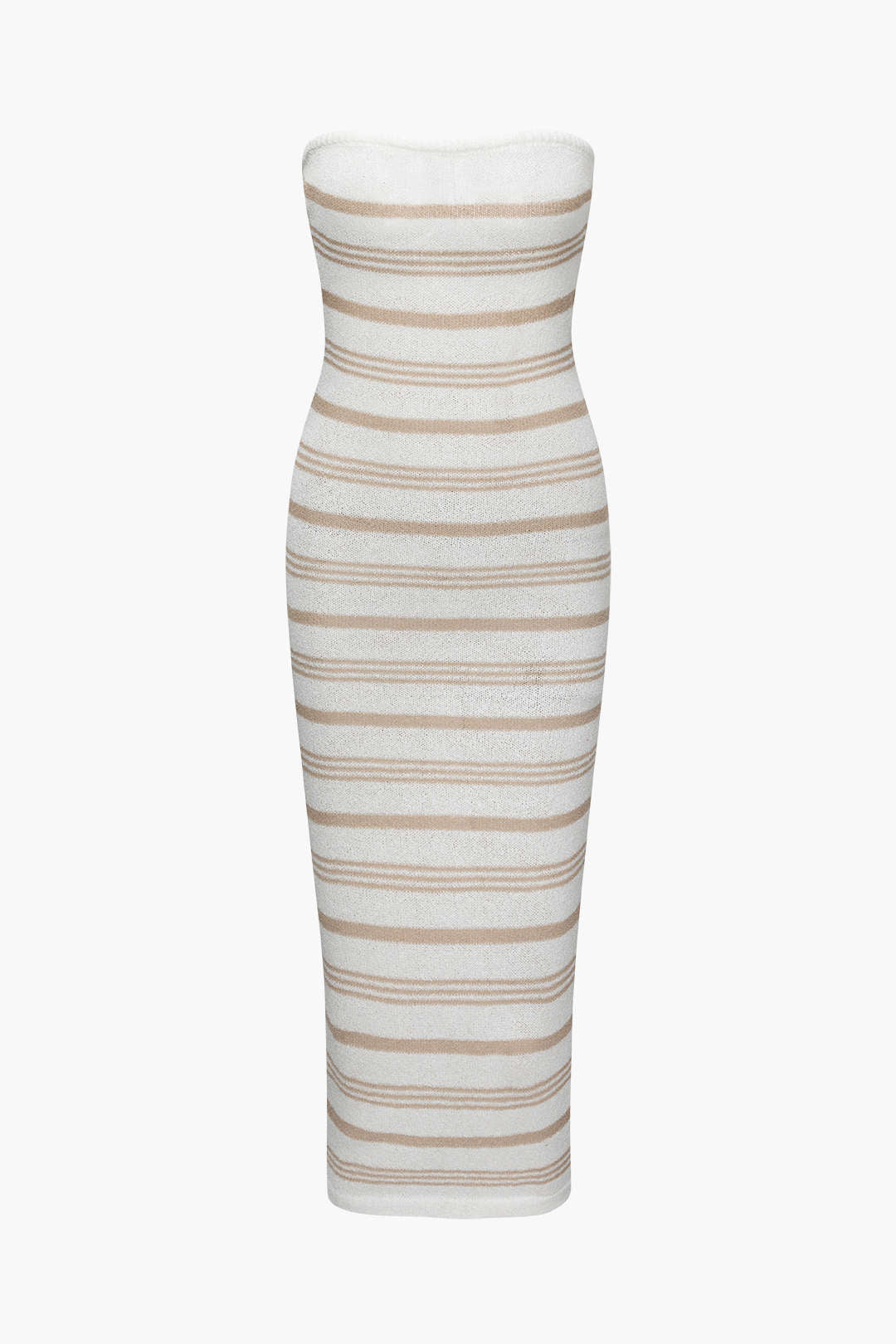 Stripe Knit Strapless Maxi Dress
