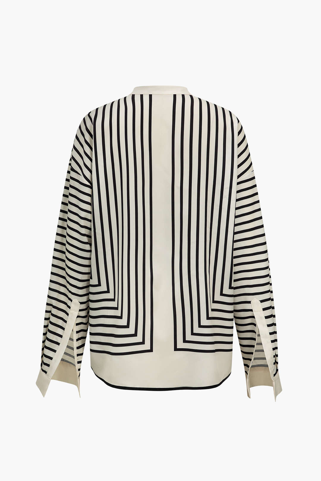 Stripe Print Satin Long-Sleeve Shirt