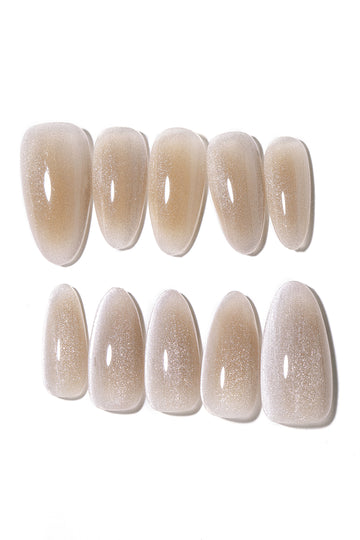 Glitter Almond Shape Handmade Nail Art