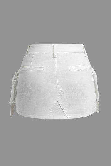 Faded Pocket Denim Mini Skirt