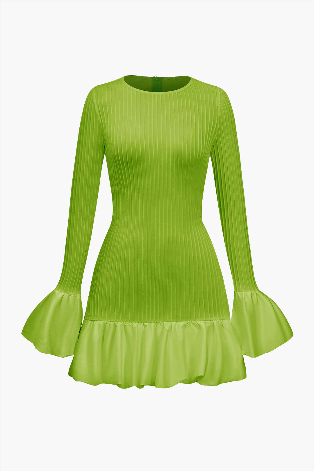 Solid Puff Bell Sleeve Mini Dress Micas Solid Puff Bell Sleeve Mini Dress Micas