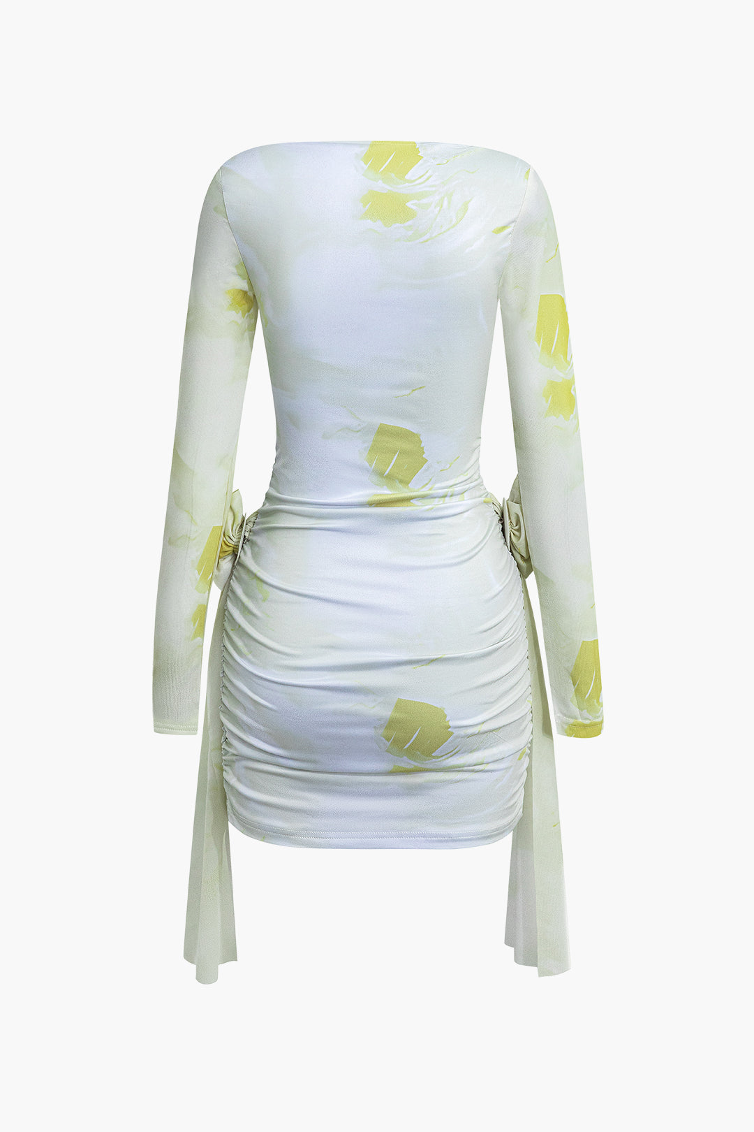 3D Flower Belt Long Sleeve Mini Dress