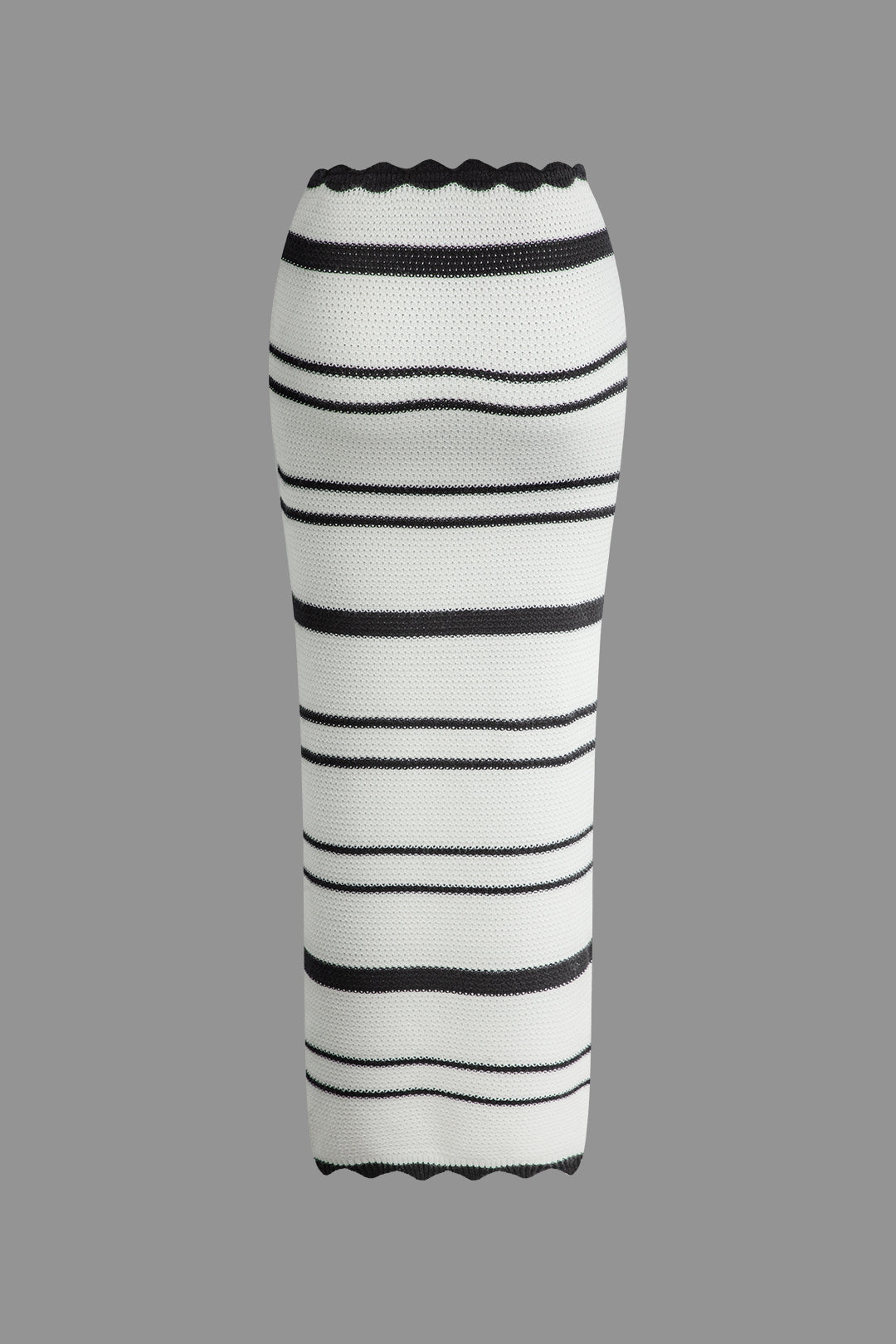 Stripe V-neck Open Knit Tank Top And Skirt Set