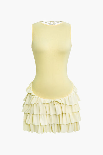 Bizzilla Up Back mingħajr kmiem Ruffle Keffa Mini Dress