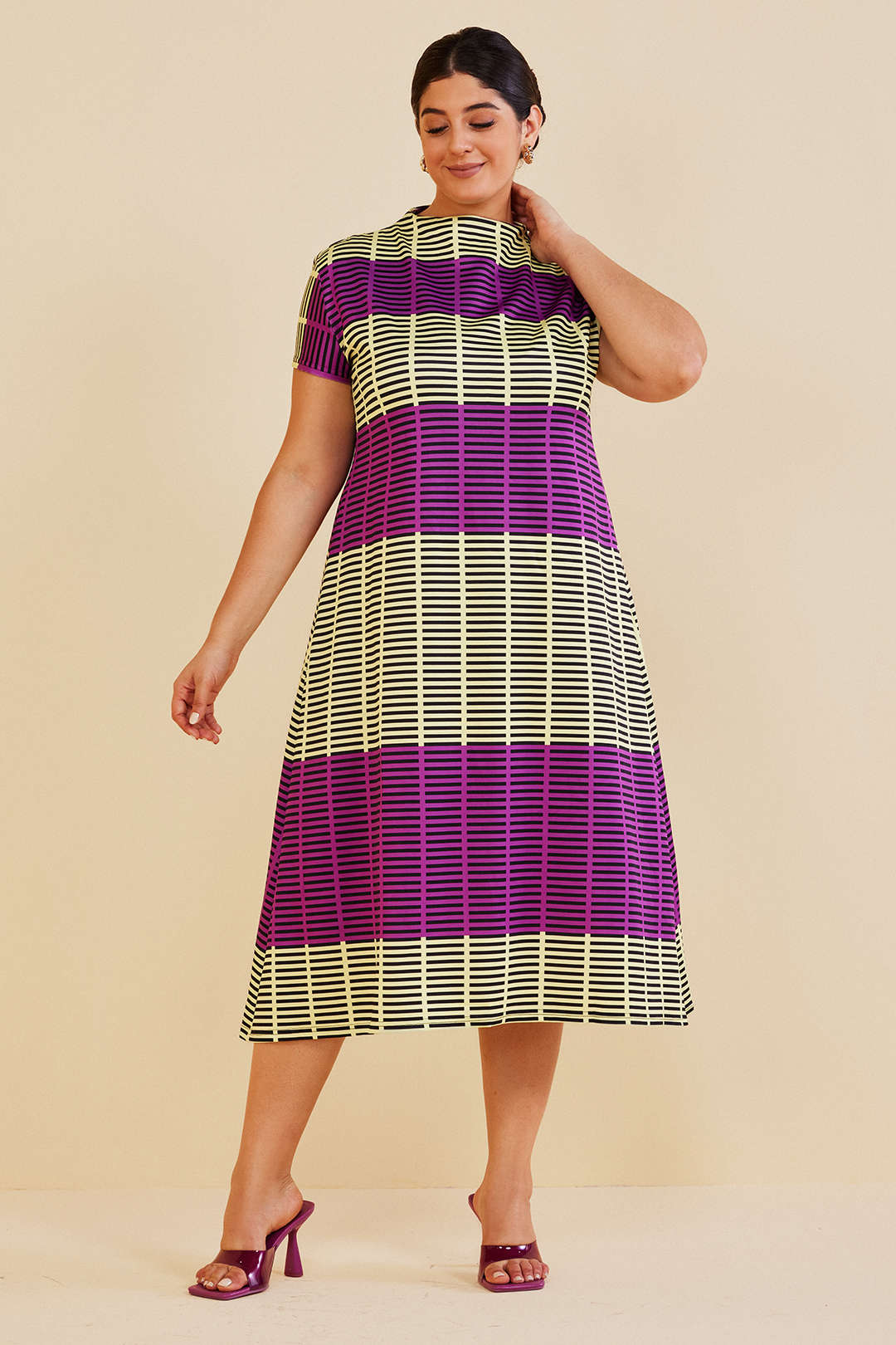 Plus Size Striped Midi Dress