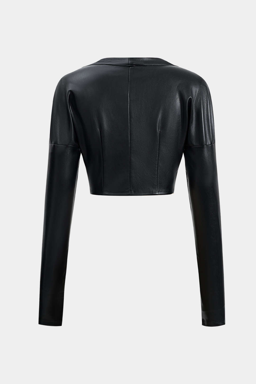 Faux Leather Tie Front Jacket