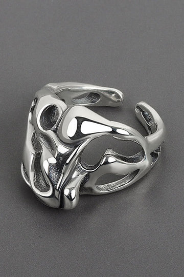Sculptural Silver Abstract Hollow Statement Ring