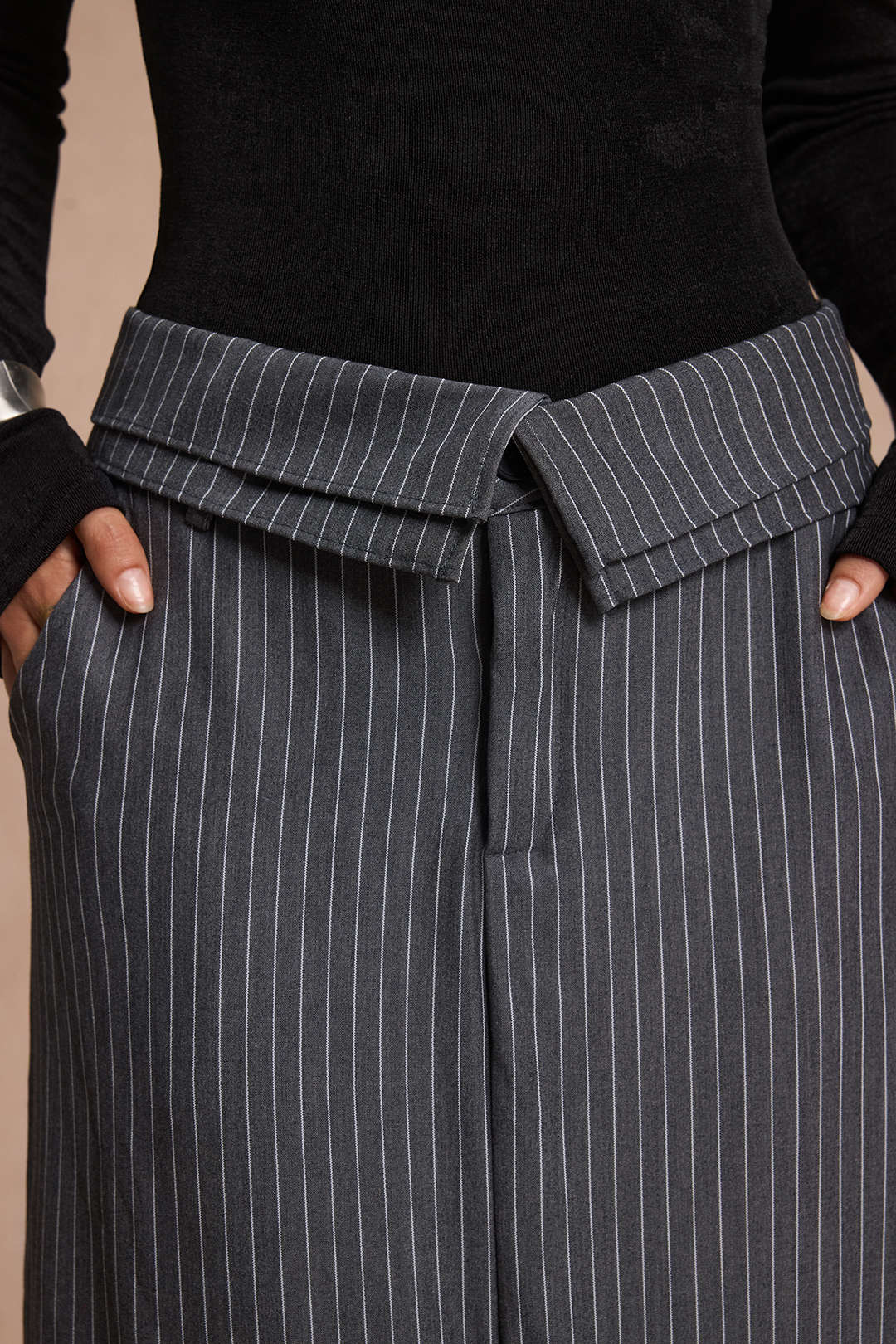 Stripes Print Split Skirt