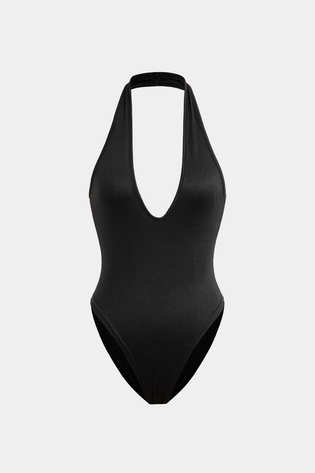 Grundlegend halfhals tiefe v Hals ärmellose Bodysuit