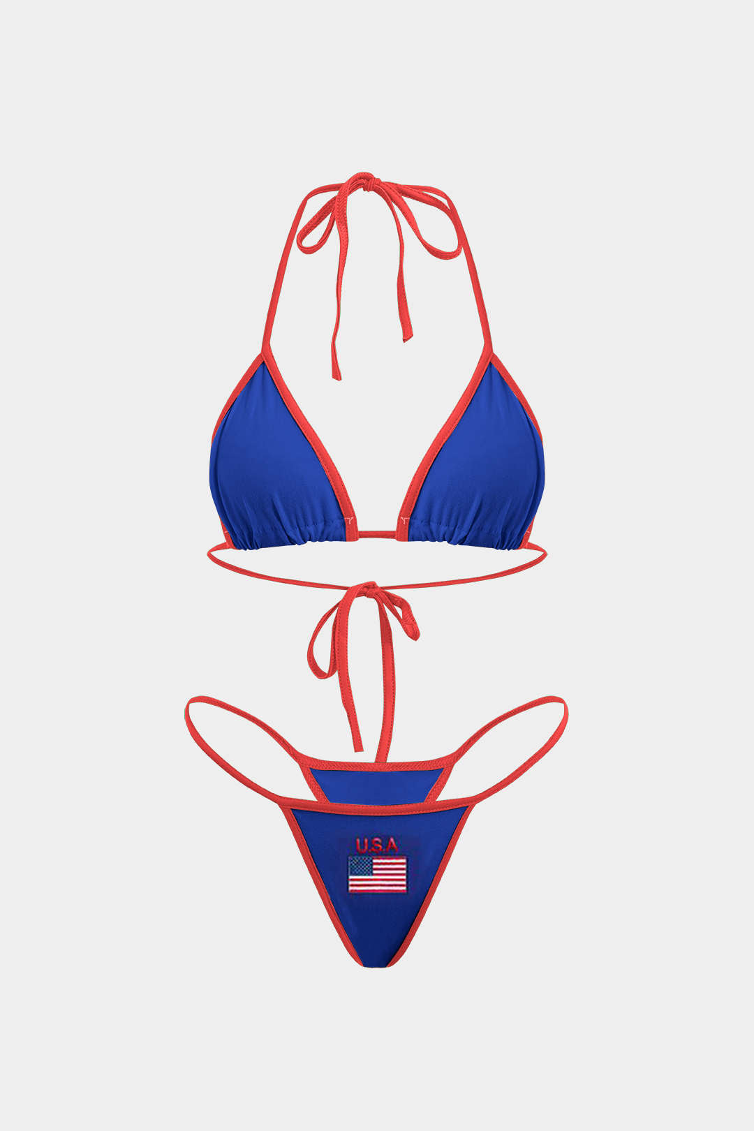 Jamaika gesticktes Kontrast Bikini Set