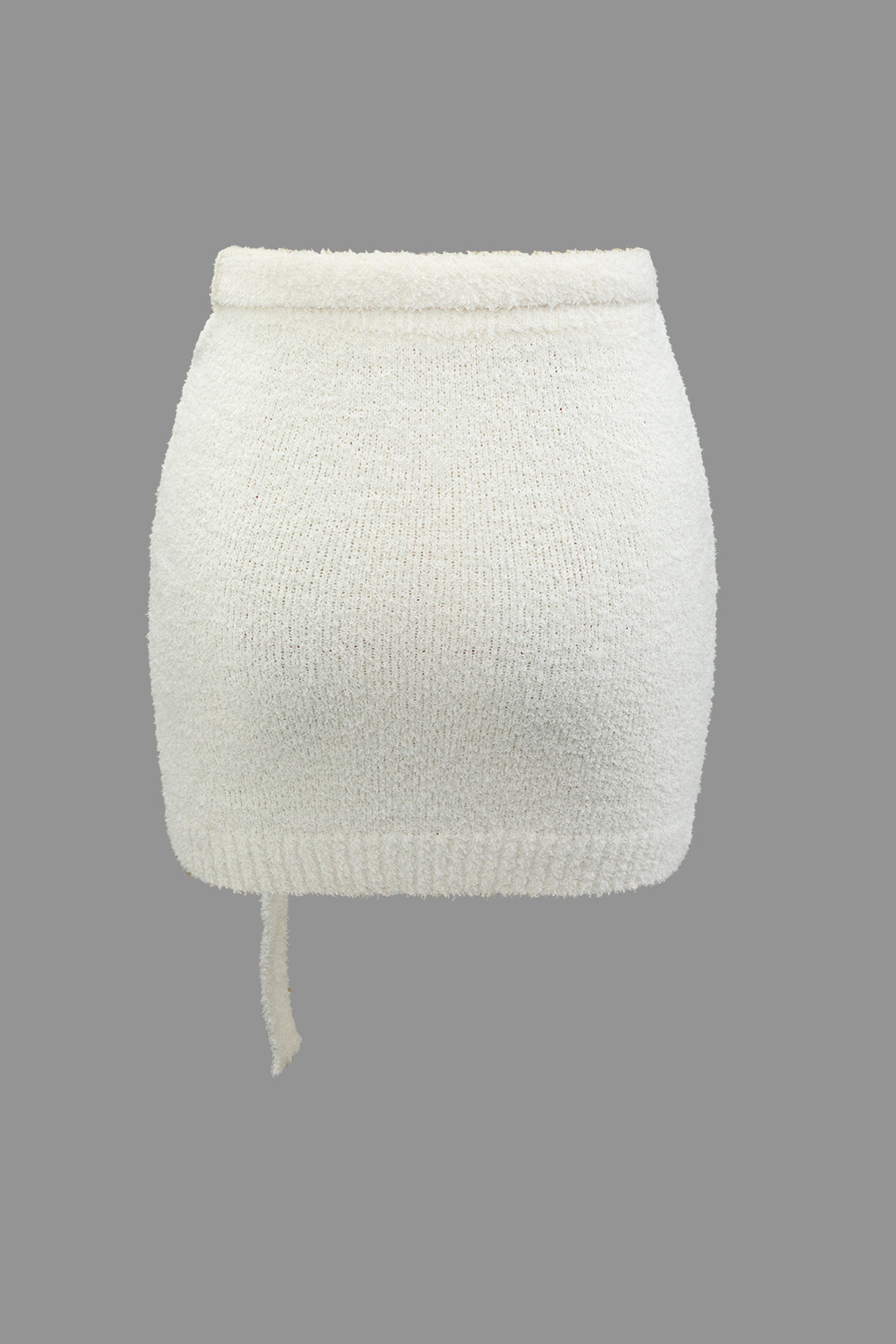 Knit V-neck Cross Long Sleeve Crop Top And Tie Waist Mini Skirt Set