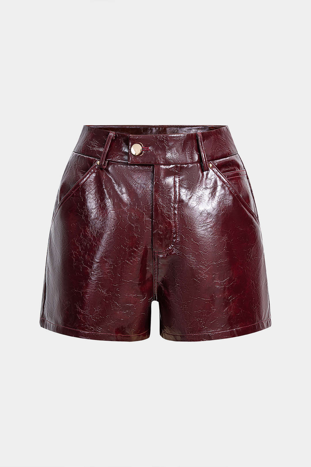 Faux Leather Button Shorts