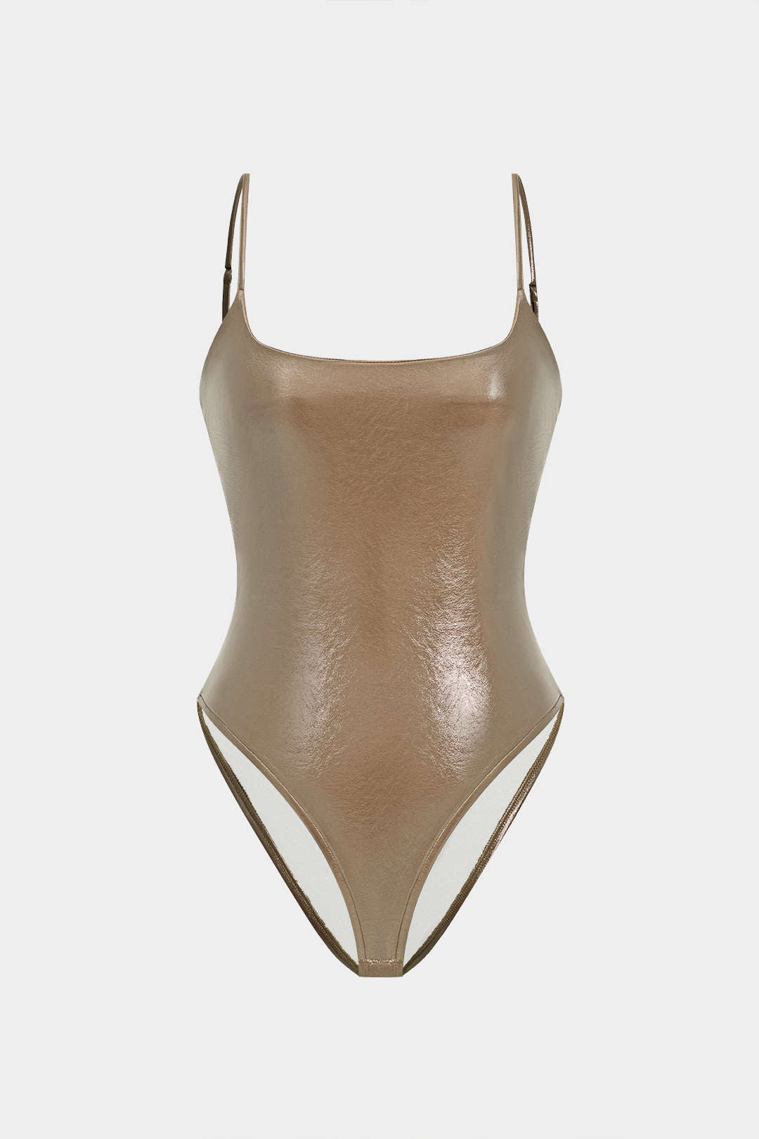 Basic Solid Faux lederen bodysuit