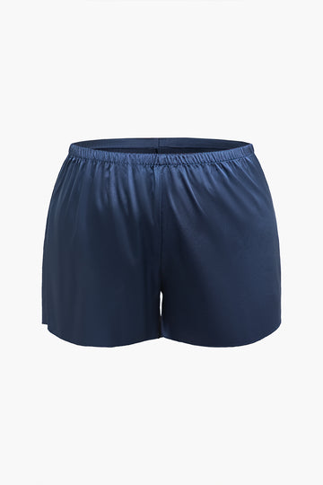 Plus Size Satin Cowl Neck Cami Top And Shorts Lingerie Set