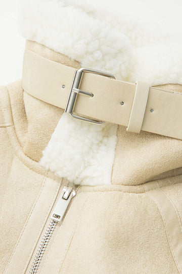 Faux Shearling Stand Collar Jacket