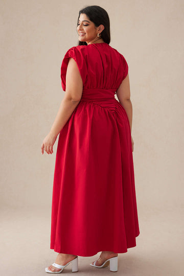 Plus Size Solid Round Neck Maxi Dress