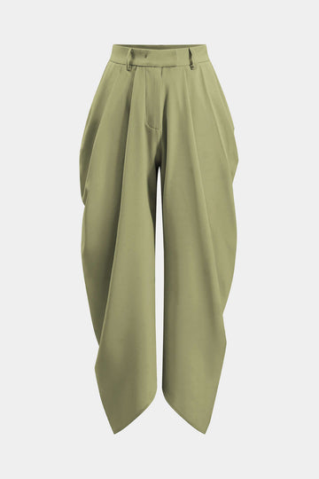 Ruched Solid Trousers