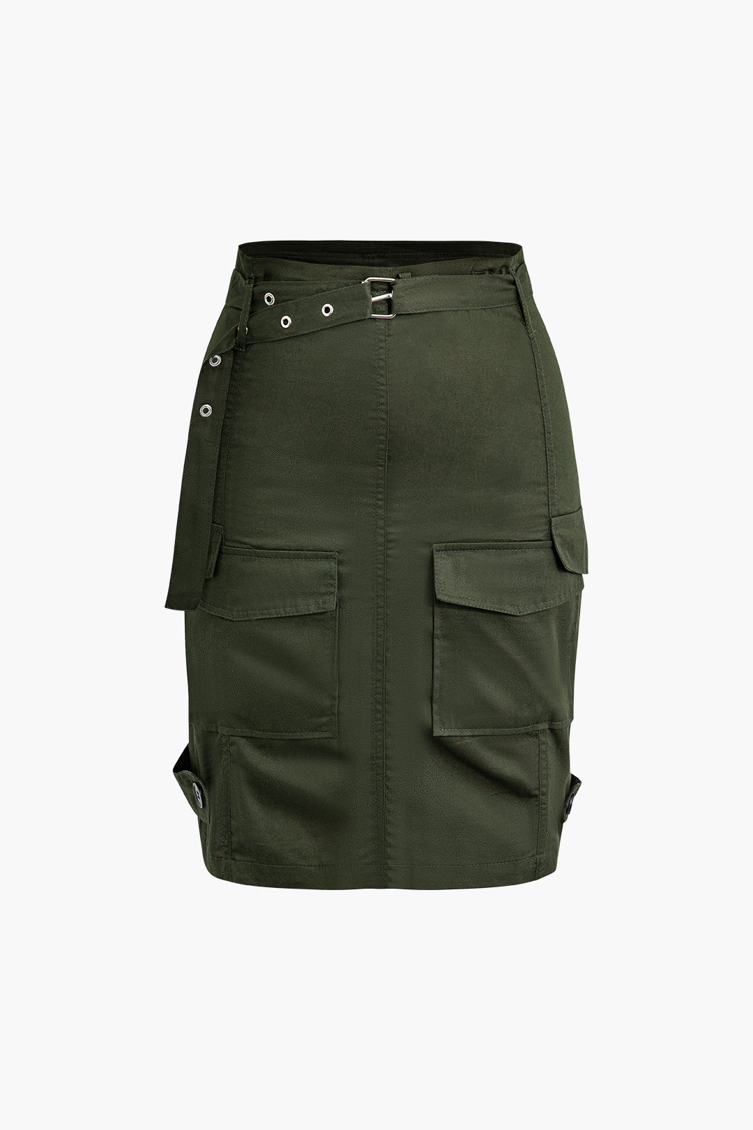 Belted Flap Pocket Mini Skirt