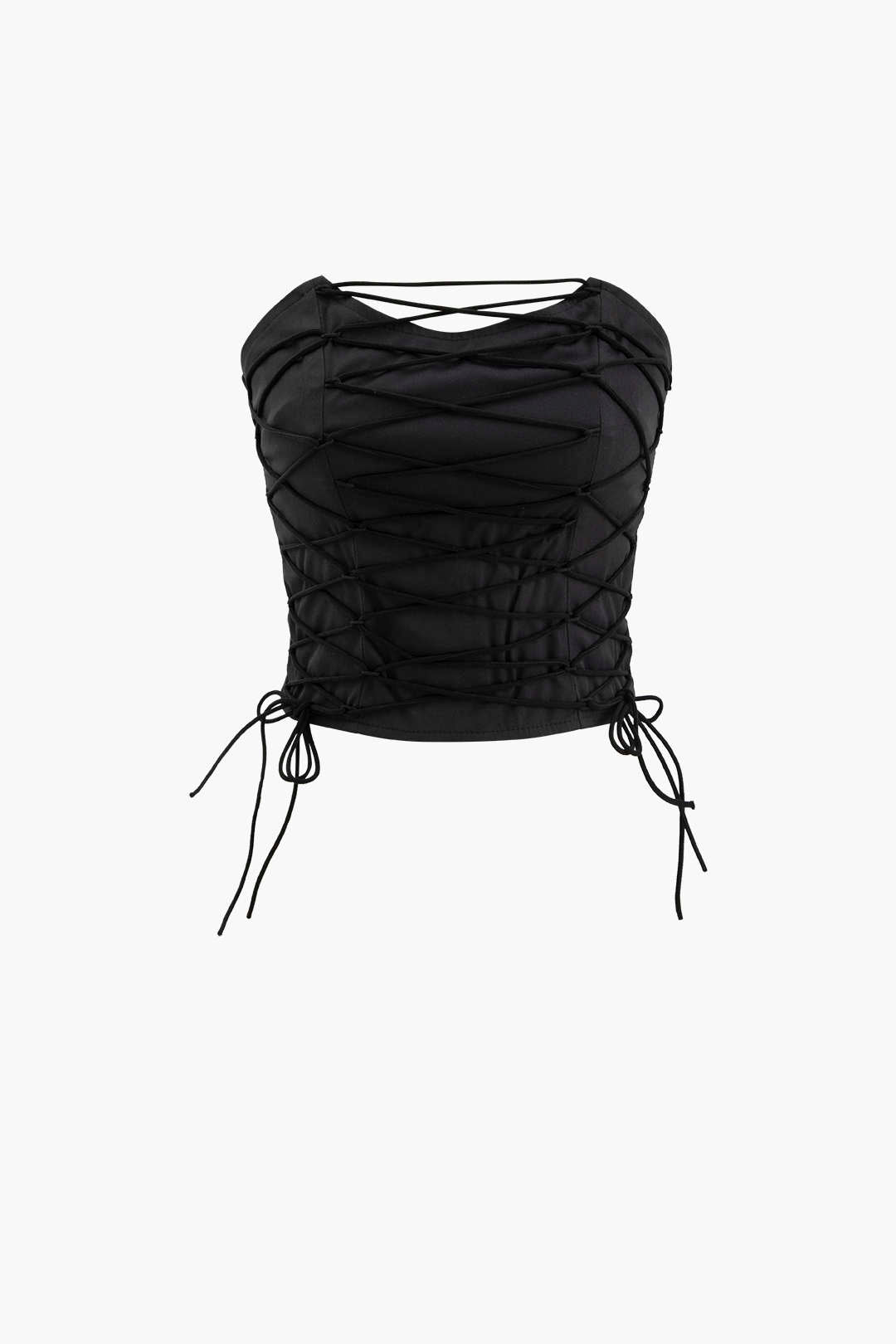 Lace Up Strapless Tube Top