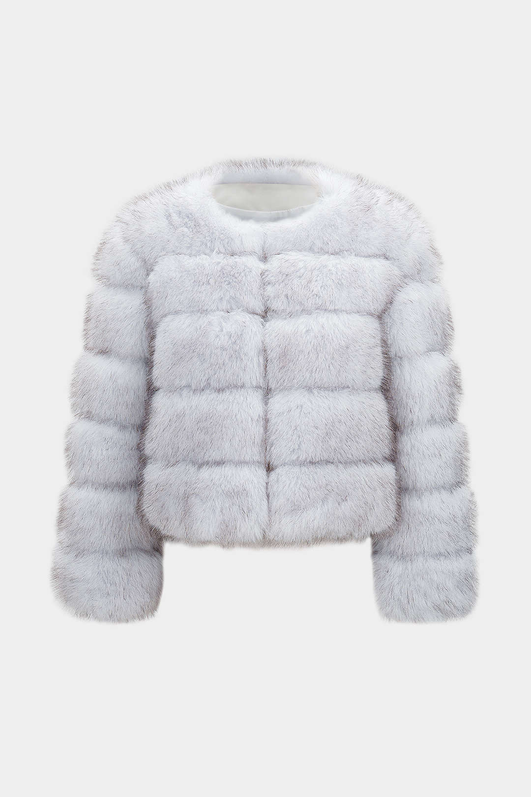 Faux Fur Feather Long Sleeve Coat