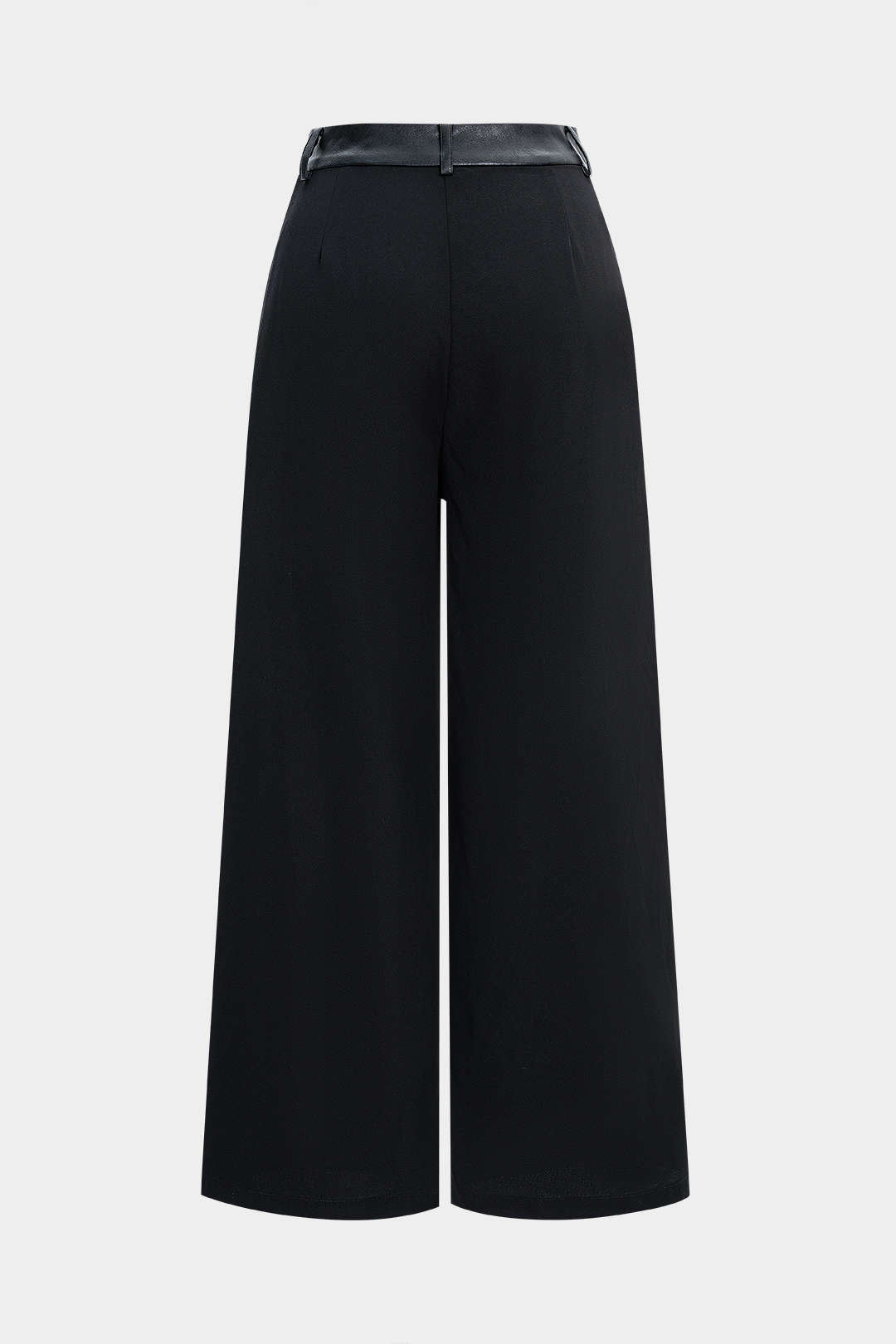 Faux Leather Patchwork Wide Leg Trousers