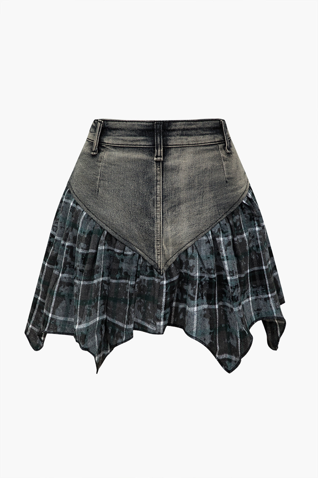 Basic Patchwork Print Denim Skirt